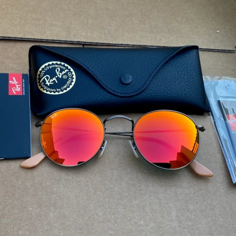 Ray Bans Early 2000's Red Lense Circle Frame Metal Sunglasses LNIB